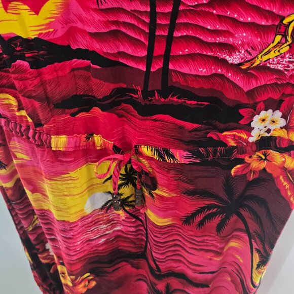 Vintage Palmwave Hawaii Pink Red 100% Rayon Beaded Tie Aloha Dress Size Small - Picture 4 of 12